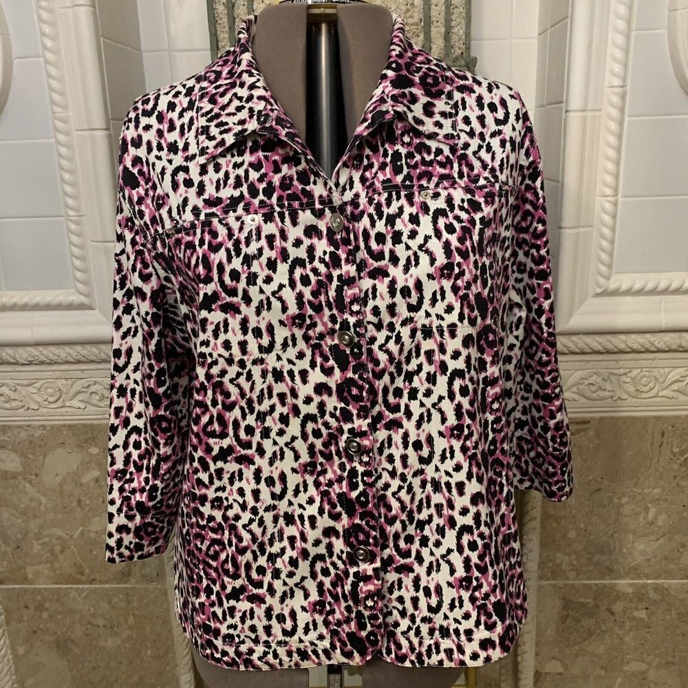 Mirror Image. Size 2X. Cotton Blend Button Up 3/4 Sleeve Jacket. Yoke. B57